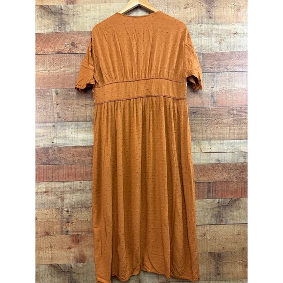 Amaryllis Rust Maxi Dress With Embroidered Floral Accents - Picture 5 of 6